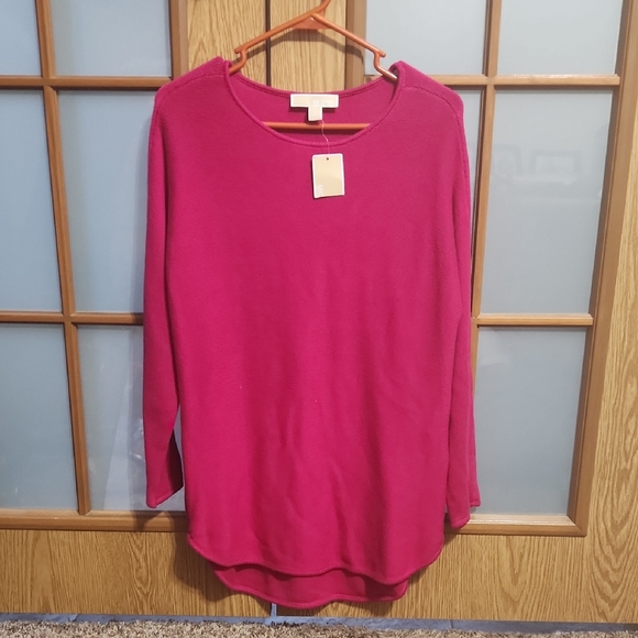 MICHAEL Michael Kors Pink Long Sleeve Sweater With Gold Zippered Sides - Picture 1 of 8